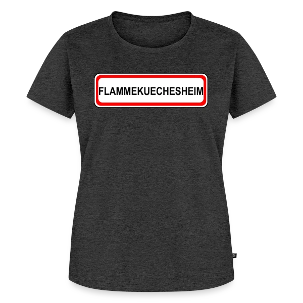 Maquette de T-shirt Premium bio Femme « Flammekuechesheim: Ville de la Tarte Flambée » à personnaliser