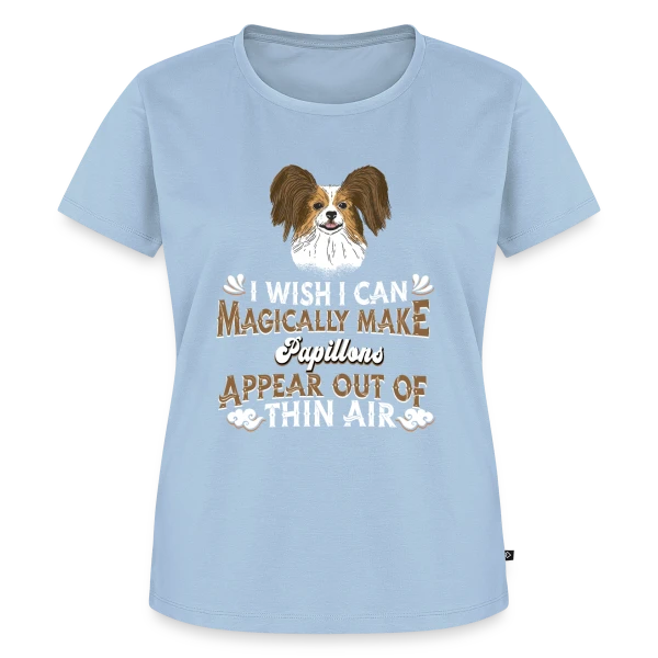 Maquette de T-shirt Premium bio Femme « Chien Papillon Magique » à personnaliser