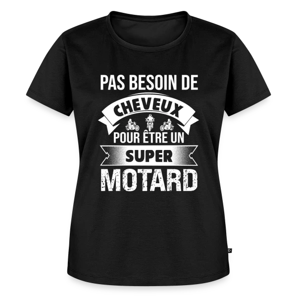Maquette de T-shirt Premium bio Femme « Motard Chauve : Pas Besoin de Cheveux pour Être Super ! » à personnaliser