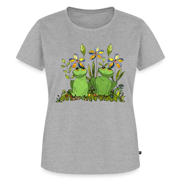 Maquette de T-shirt Premium bio Femme « Craquant Motif Grenouille » à personnaliser