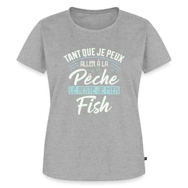 Maquette de T-shirt Premium bio Femme « Pêcheur Humour - Le Reste Je M'en Fish » à personnaliser