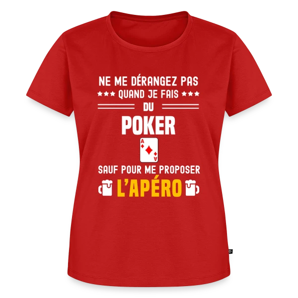 Maquette de T-shirt Premium bio Femme « poker ne dérangez pas sauf apéro » à personnaliser