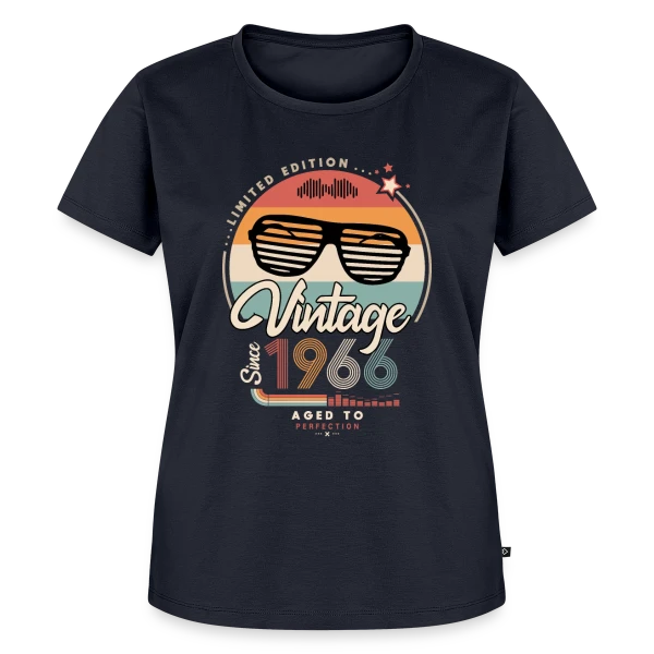 Maquette de T-shirt Premium bio Femme « Vintage Depuis 1966 : Un Millésime Exceptionnel » à personnaliser