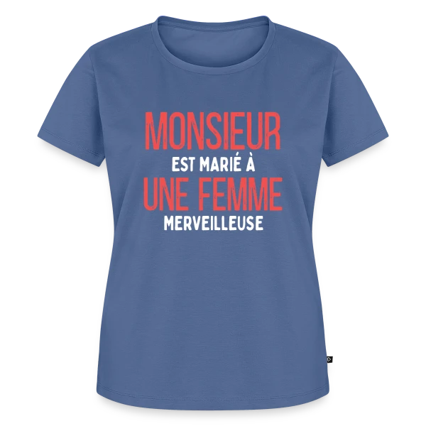 Maquette de T-shirt Premium bio Femme « Monsieur est Marié à une Femme Merveilleuse - Humour Mariage » à personnaliser