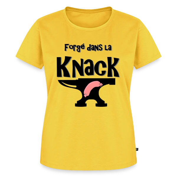 Maquette de T-shirt Premium bio Femme « Forgé dans la Knack » à personnaliser