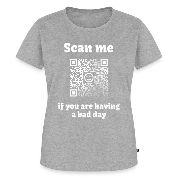 Maquette de T-shirt Premium bio Femme « QR Code Message Doux : Raison de Sourire » à personnaliser