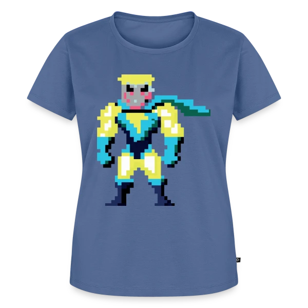 Maquette de T-shirt Premium bio Femme « Super-Héros Pixel Franck » à personnaliser