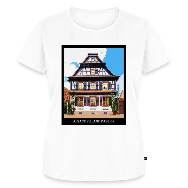 Maquette de T-shirt Premium bio Femme « Maison Alsacienne Typique » à personnaliser