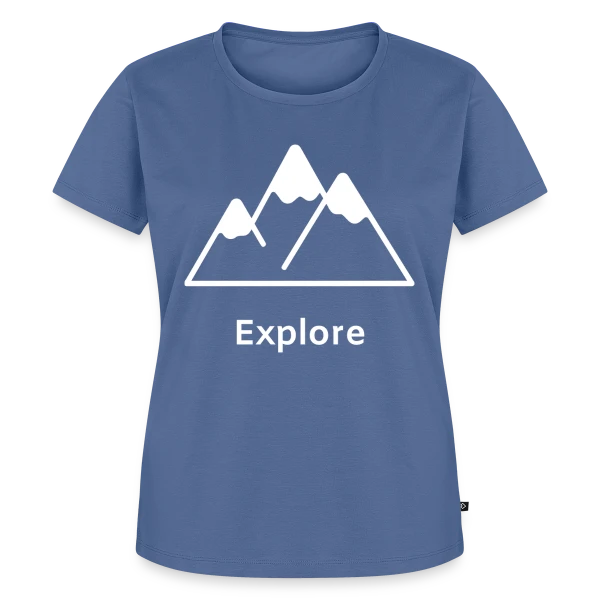 Maquette de T-shirt Premium bio Femme « Montagnes Minimalistes Explore » à personnaliser