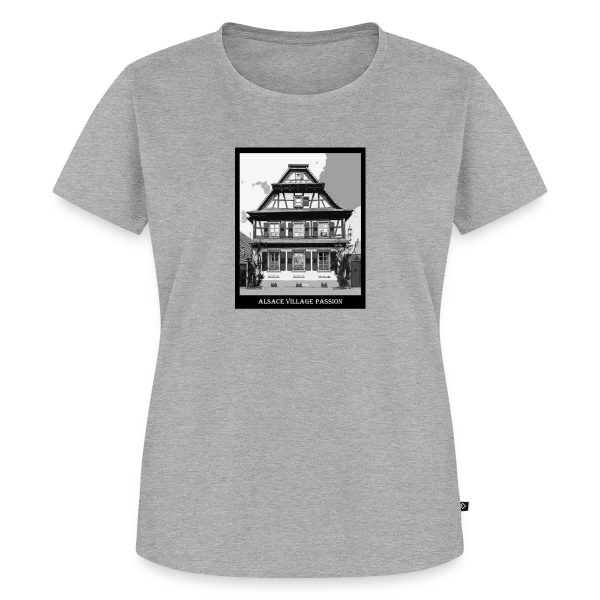 Maquette de T-shirt Premium bio Femme « Maison à Colombages Alsacienne Vintage » à personnaliser