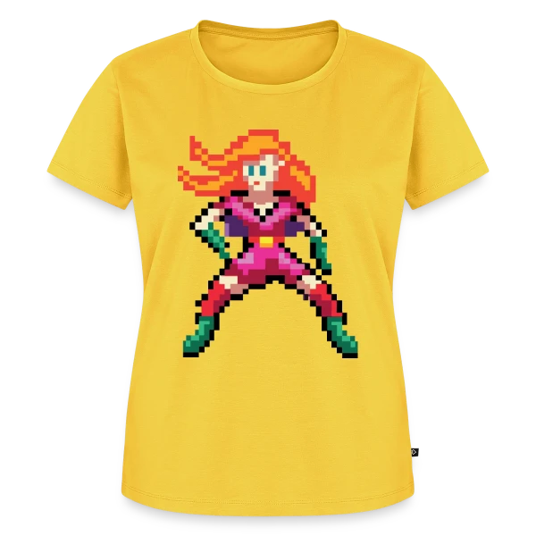 Maquette de T-shirt Premium bio Femme « Super-Héroïne Rouge » à personnaliser