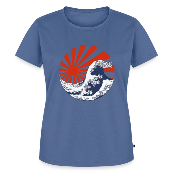 Maquette de T-shirt Premium bio Femme « La Grande Vague de Kanagawa & Soleil Levant Yin-Yang » à personnaliser