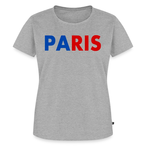 Maquette de T-shirt Premium bio Femme « Paris Tricolore Typographie » à personnaliser