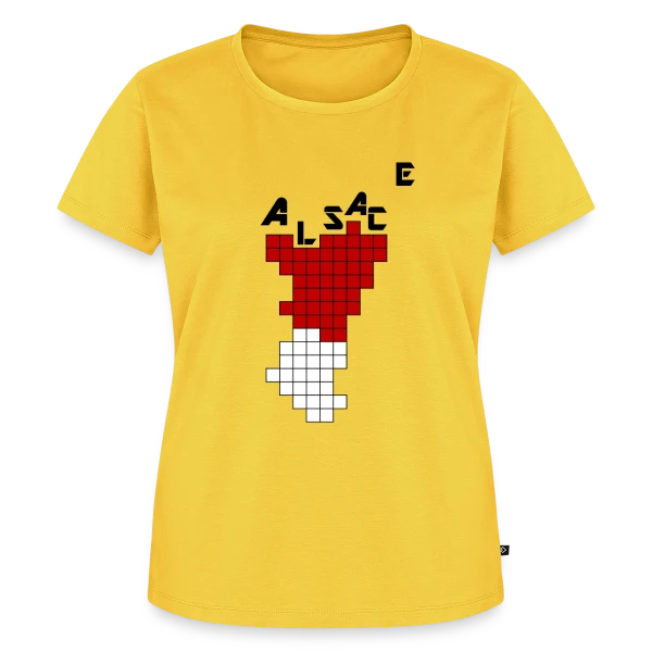 Maquette de T-shirt Premium bio Femme « Alsace Pixel Art - Humour Rétrogaming » à personnaliser