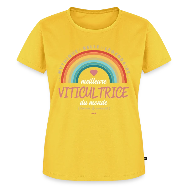 Maquette de T-shirt Premium bio Femme « Meilleure Viticultrice du Monde » à personnaliser