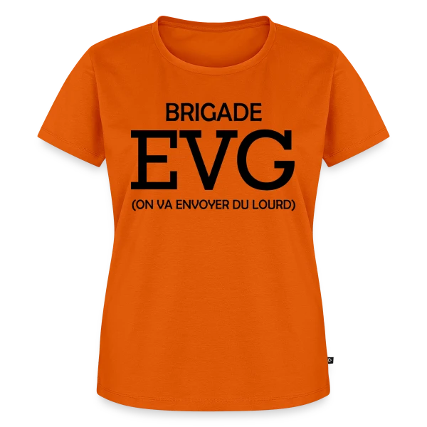 Maquette de T-shirt Premium bio Femme « Brigade EVG On Va Envoyer Du Lourd » à personnaliser