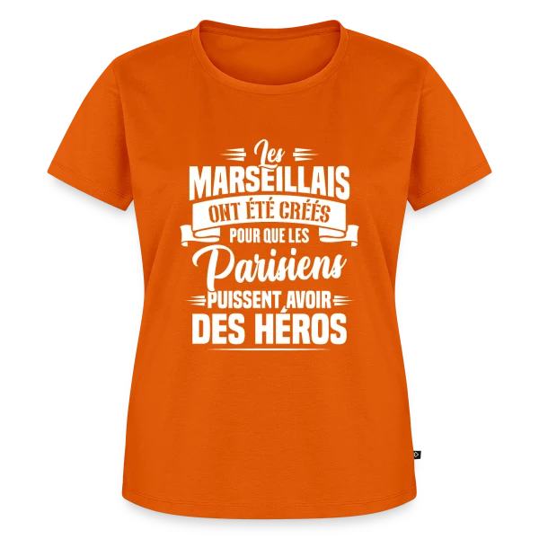 Maquette de T-shirt Premium bio Femme « Rivalité Marseille-Paris Humour » à personnaliser