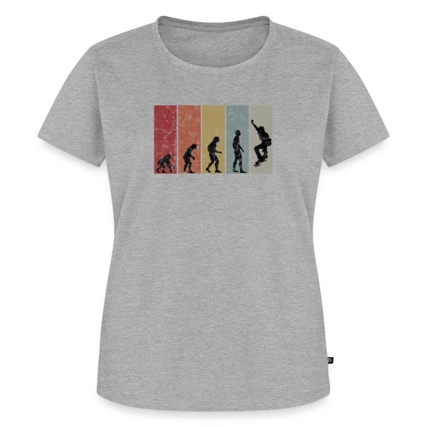 Maquette de T-shirt Premium bio Femme « Évolution Rétro Skateboarder » à personnaliser