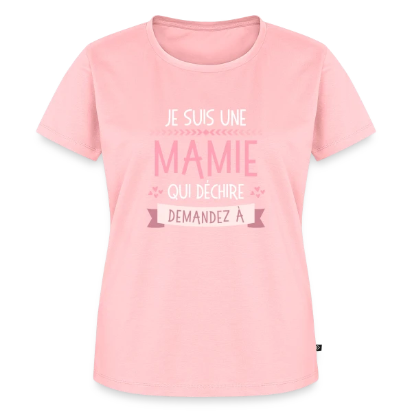 Maquette de T-shirt Premium bio Femme « Mamie Qui Déchire : Demandez aux [Prénoms Personnalisés] » à personnaliser