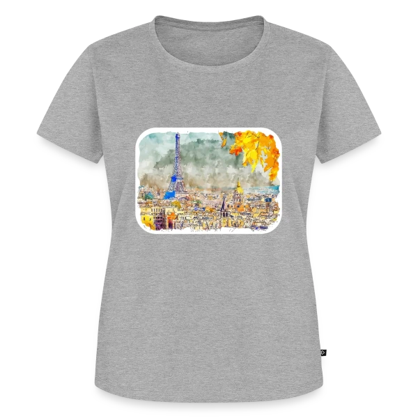 Maquette de T-shirt Premium bio Femme « Paris Aquarelle Automnale » à personnaliser