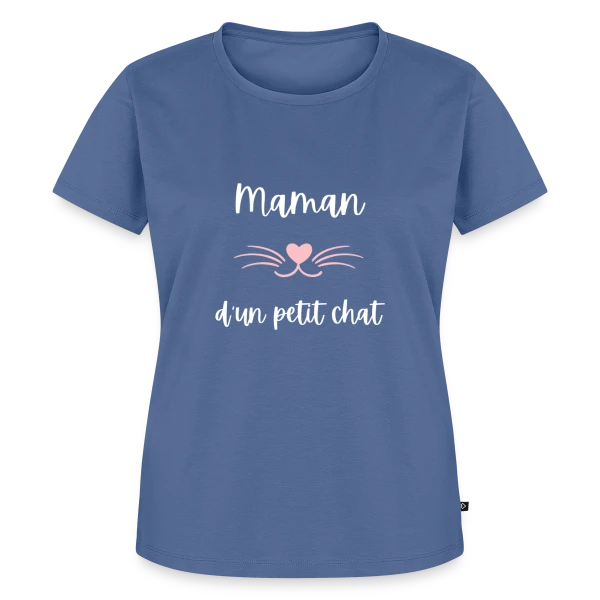 Maquette de T-shirt Premium bio Femme « Maman d'un Petit Chat : T-shirt Humour pour Amoureuse des Félins » à personnaliser
