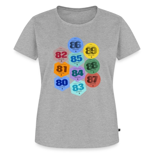 Maquette de T-shirt Premium bio Femme « Vignette Auto Rétro Années 80 » à personnaliser