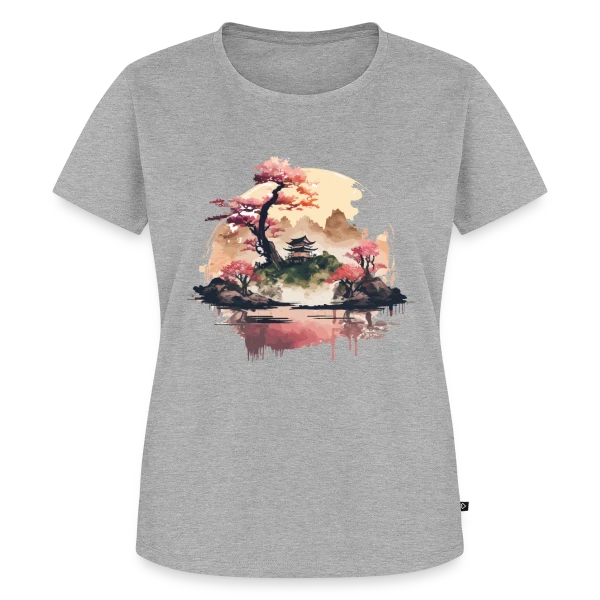 Maquette de T-shirt Premium bio Femme « Paysage Japonais Onirique » à personnaliser