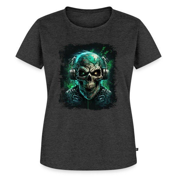 Maquette de T-shirt Premium bio Femme « Zombie Métalleux au Casque Audio » à personnaliser