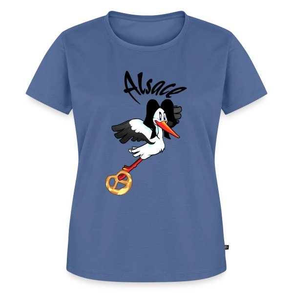 Maquette de T-shirt Premium bio Femme « Logo Cigogne Alsace » à personnaliser