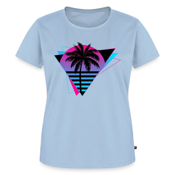 Maquette de T-shirt Premium bio Femme « Palmier Rétro Synthwave » à personnaliser