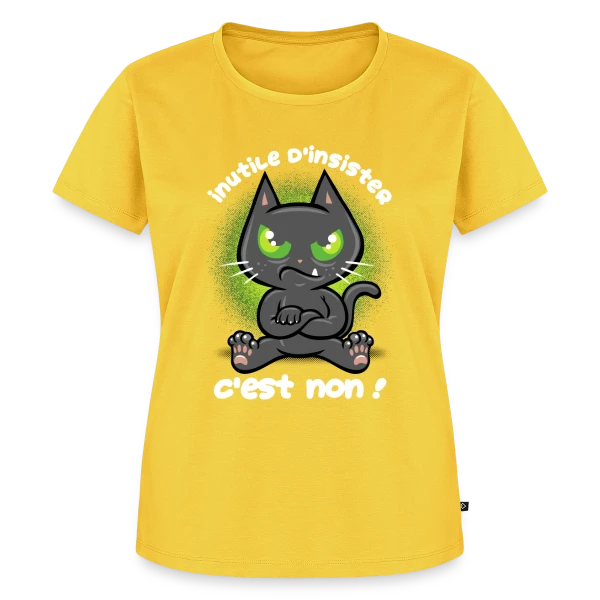 Maquette de T-shirt Premium bio Femme « Chat Têtu : Non, et c'est tout ! » à personnaliser