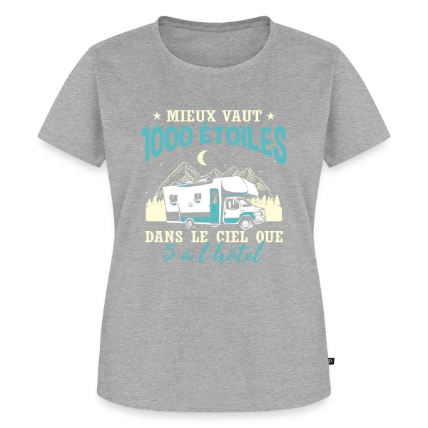 Maquette de T-shirt Premium bio Femme « Camping-Car Fun: L'Humour du Campeur Passionné » à personnaliser