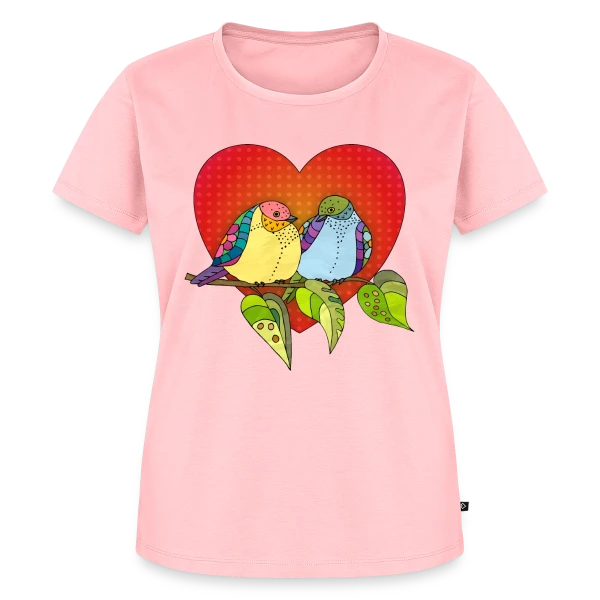 Maquette de T-shirt Premium bio Femme « Oiseaux Amoureux Cœur » à personnaliser