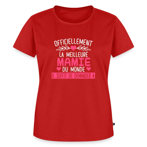 Maquette de T-shirt Premium bio Femme « Officiellement Meilleure Mamie du Monde : T-shirt Cadeau Personnalisé » à personnaliser
