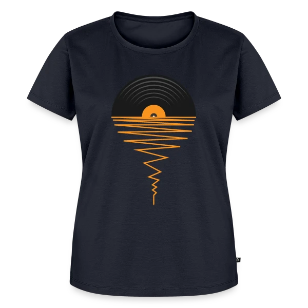 Maquette de T-shirt Premium bio Femme « Collectionneur de Vinyles Coucher de Soleil » à personnaliser