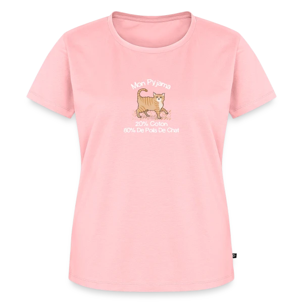 Maquette de T-shirt Premium bio Femme « Humour 'Mon Pyjama 80% Poils de Chat' » à personnaliser