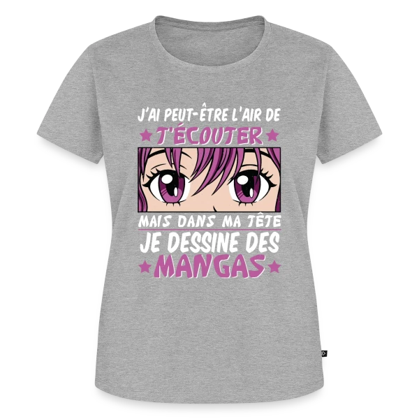 Maquette de T-shirt Premium bio Femme « Fan d'Anime & Dessinateur Manga » à personnaliser