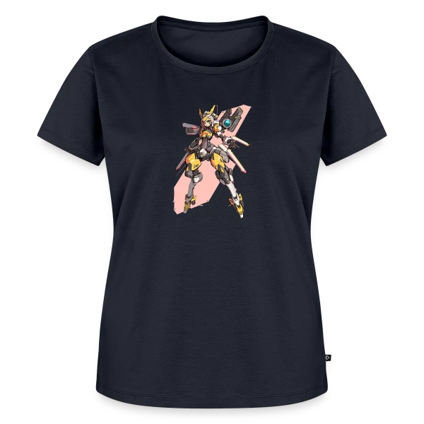 Maquette de T-shirt Premium bio Femme « Fille Cyborg Mecha Anime Rétro 90s » à personnaliser