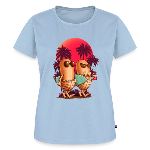 Maquette de T-shirt Premium bio Femme « Cacahuètes en Vacances » à personnaliser