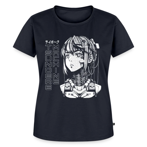 Maquette de T-shirt Premium bio Femme « Cyber Girl Tsundere Manga : Buste Cyborg Féminin » à personnaliser