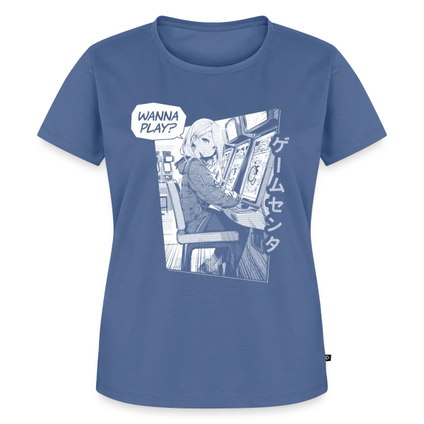Fille Anime en Arcade Rétro - Wanna Play ? sur T-shirt Premium bio Femme