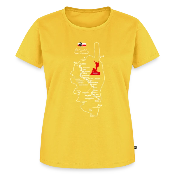 Maquette de T-shirt Premium bio Femme « GR20 Corse: Randonnée Mythique » à personnaliser