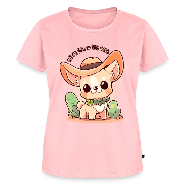Maquette de T-shirt Premium bio Femme « Chihuahua Kawaii - Petit Chien, Grande Voix » à personnaliser