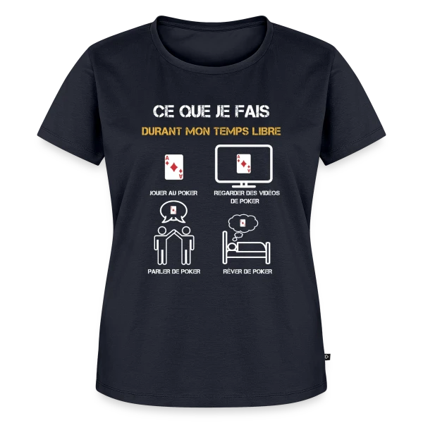 Maquette de T-shirt Premium bio Femme « poker temps libre humour » à personnaliser