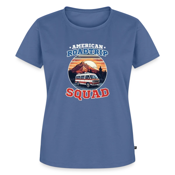 Maquette de T-shirt Premium bio Femme « Équipe Road Trip Américain Van » à personnaliser