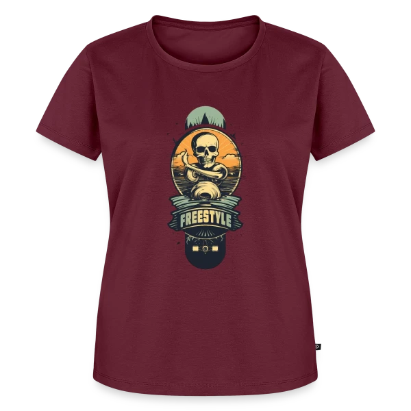 Maquette de T-shirt Premium bio Femme « Skateboard Tête de Mort Rétro » à personnaliser