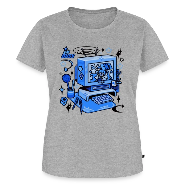 Maquette de T-shirt Premium bio Femme « Ordinateur Rétro "I'm Busy" » à personnaliser