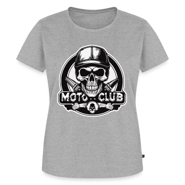 Maquette de T-shirt Premium bio Femme « Tête de Mort Motard Rétro – Club Moto » à personnaliser