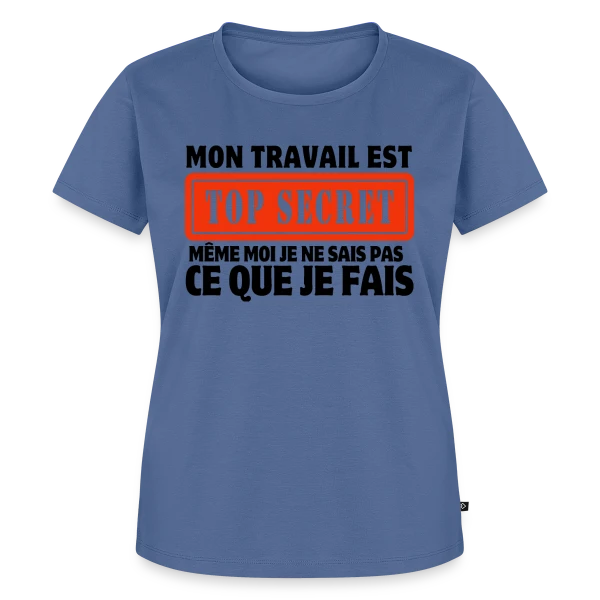 Maquette de T-shirt Premium bio Femme « Humour au Bureau : Le Travail en Dérision » à personnaliser