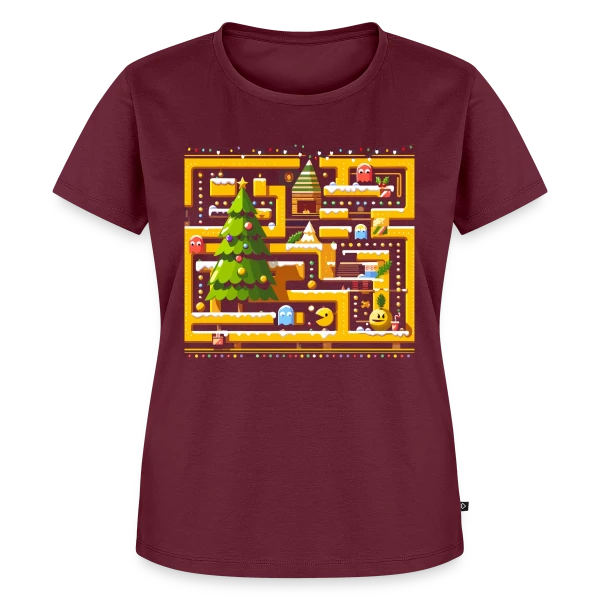 Maquette de T-shirt Premium bio Femme « Noël Gamer : Joyeux Arcade Christmas » à personnaliser